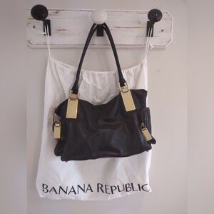 Banana Republic Black Shoulder Bag with Gold Hardware
